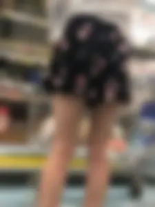 Girl With Amazing Legs on Hight Heeled Sandals at the Supermarket Closeup Photos