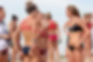 Lifeguard tournament girls on the beach