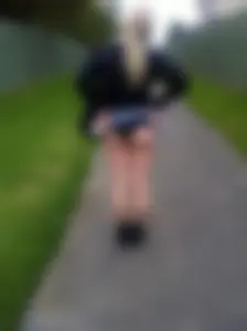 Girl Flashing Her Booty in Black Panties on the Suburban Street Candid