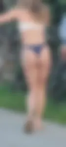 Busted capping sexy white girl in thong bikini