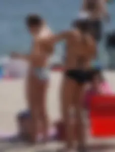 2 cute beach girls in bikinis