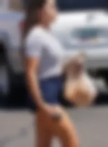 Hot brunette with a great ass in tight denim shorts