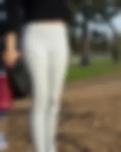 Sexy college student with slight camel toe