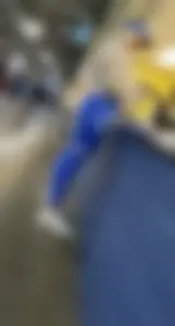 10/10 Platinum Blonde in Blue Leggings at game