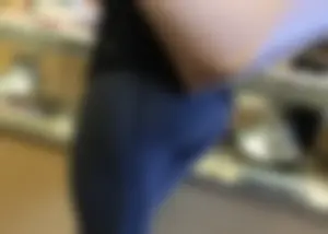 Brunette jewelry shopping in leggings with a nice ass
