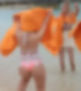Couple PAWGs on the beach in bikinis partying