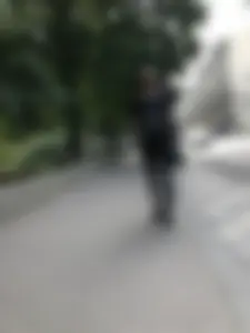 Skinny candid teen wearing tight black jeans walking down the street creepshots