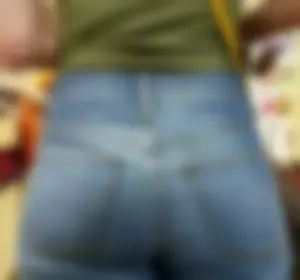 Girl in tight jeans in line. Girls with great asses always can go in front of me