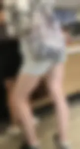 Nice Pale Legs in Shorts in the Line to the Cash Register Candid Closeup Photos