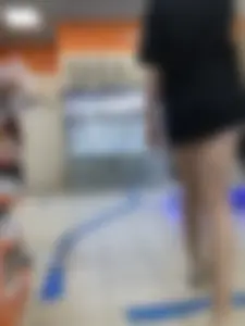 Tall Skinny Girl in Shorts and Sneakers With Long Thin Legs at a Store Creepshots Collection