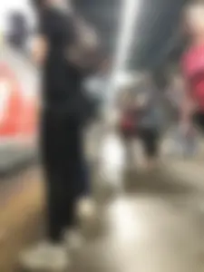 Teen Girl in Tights And Sneakers Standing on the Train Platform VPL Photos