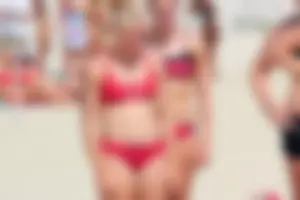 Lifeguard tournament girls on the beach