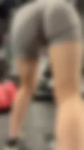 Tight Grey Gym Shorts (Crazy Vpl and Bends Over)