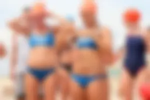Lifeguard tournament girls on the beach
