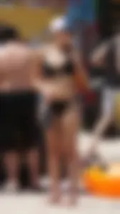 Girls in bikinis getting ready for tubing