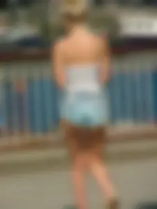 Blonde in Denim Mini Shorts Street Candids