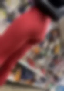 Petite chick in red leggings