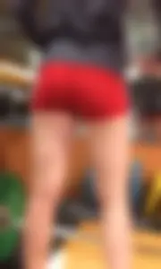 Hot Creepshot in a Gym - Fit Girl Working Out in Mini-Shorts