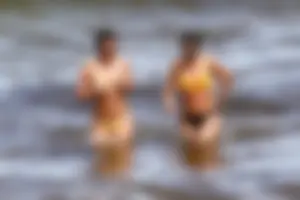 Frankie Bridge nip slips in a bikini on the beach