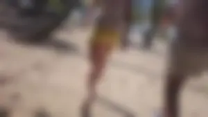 Milf in yellow shorts with vpl and a wedgie