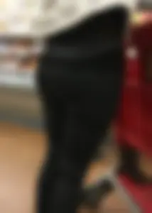Target blonde milf shopping in patterned leggings with a nice booty