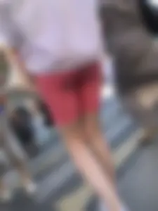 Awesome booty in spandex shorts, candid girl on a sidewalk