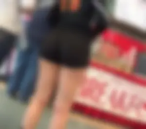 Blonde volleyball girl in spandex shorts with big booty
