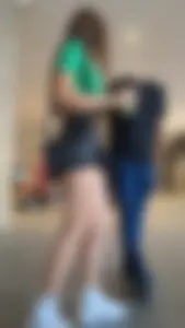 Petite woman in short miniskirt, pretty cheeks and beautiful face [oc]