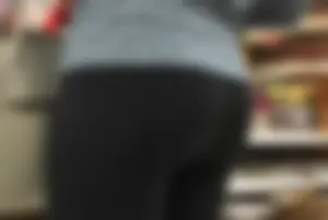 Blonde milf with a great ass shopping in leggings