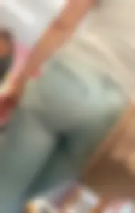 Girl shopping in light colored tight jeans with a nice ass