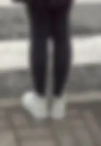 Street Closeup of a Candid Girl’s Legs in Black Pantyhose