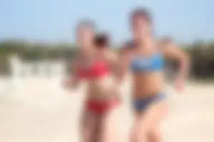 Lifeguard tournament girls on the beach