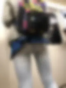 Teen skinny booty in tight jeans subway closeup creepshot