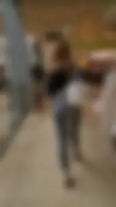 German girl caught me  jeans ass gap + Faceshot