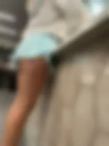 Blonde college pawg’s shorts compliments her legs and ass