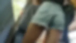 Ass in Blue Denim Shorts Public Bus Closeup Creepshot