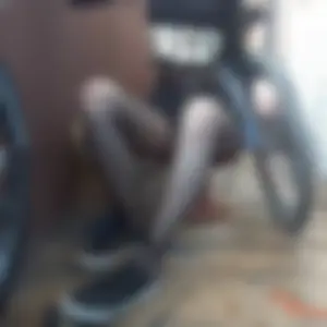 Teen With Skinny Legs in Black Fishnet Pantyhose Selfie With Her Bike
