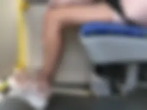 Candid tattooed girlin shorts and sneakers public bus creepshots