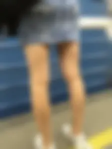 Skinny Legs in a Denim Skirt Subway Station Creepshots