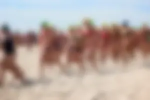 Lifeguard tournament girls on the beach