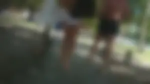 Girl with a nice ass in wet white bikini bottom