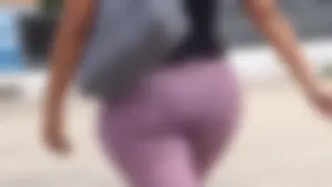 Black babe with a nice ass in tight jeans and vpl