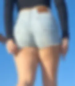 Upshot short shorts going up the stairs
