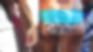 Two pool party chicks with nice asses in bikinis