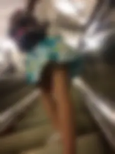 Cute Teen with Skinny Legs Subway Candid, Nice Dress