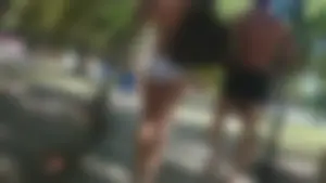 Girl with a nice ass in wet white bikini bottom