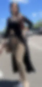 Girl in tight leopard pants street creepshot