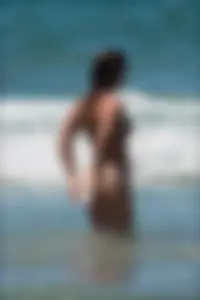 Hot ass candid beach babe in white thong bikini with camel toe