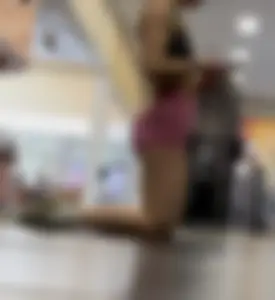Bubble Butt Blonde Stretching at the Gym