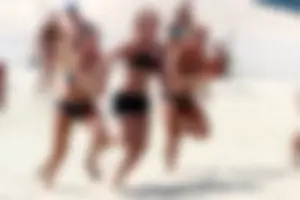 Lifeguard tournament girls on the beach